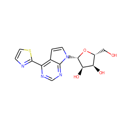 OC[C@H]1O[C@@H](n2ccc3c(-c4nccs4)ncnc32)[C@H](O)[C@@H]1O ZINC000045284994