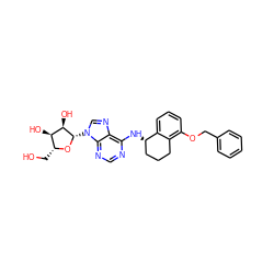 OC[C@H]1O[C@@H](n2cnc3c(N[C@H]4CCCc5c(OCc6ccccc6)cccc54)ncnc32)[C@H](O)[C@@H]1O ZINC000049112884