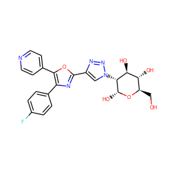 OC[C@H]1O[C@H](O)[C@H](n2cc(-c3nc(-c4ccc(F)cc4)c(-c4ccncc4)o3)nn2)[C@@H](O)[C@@H]1O ZINC000103259486