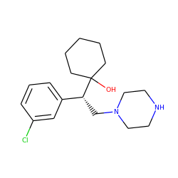 OC1([C@H](CN2CCNCC2)c2cccc(Cl)c2)CCCCC1 ZINC000034525607