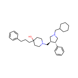 OC1(CCCc2ccccc2)CCN(C[C@H]2CN(CC3CCCCC3)C[C@@H]2c2ccccc2)CC1 ZINC000013819404