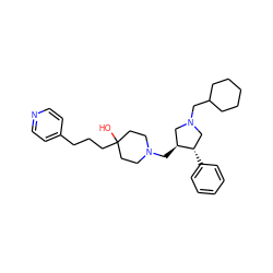 OC1(CCCc2ccncc2)CCN(C[C@H]2CN(CC3CCCCC3)C[C@@H]2c2ccccc2)CC1 ZINC000013819416