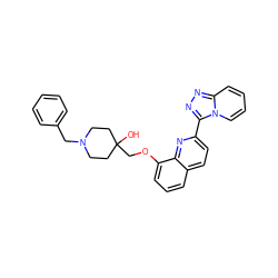 OC1(COc2cccc3ccc(-c4nnc5ccccn45)nc23)CCN(Cc2ccccc2)CC1 ZINC000096175038