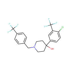 OC1(c2ccc(Cl)c(C(F)(F)F)c2)CCN(Cc2ccc(C(F)(F)F)cc2)CC1 ZINC000013553174