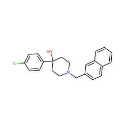 OC1(c2ccc(Cl)cc2)CCN(Cc2ccc3ccccc3c2)CC1 ZINC000013553168