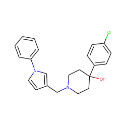 OC1(c2ccc(Cl)cc2)CCN(Cc2ccn(-c3ccccc3)c2)CC1 ZINC000013744957