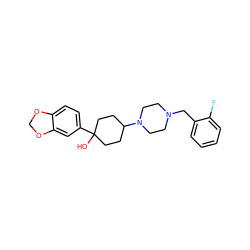 OC1(c2ccc3c(c2)OCO3)CCC(N2CCN(Cc3ccccc3F)CC2)CC1 ZINC000022926626