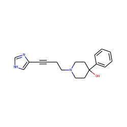 OC1(c2ccccc2)CCN(CCC#Cc2c[nH]cn2)CC1 ZINC000026671728