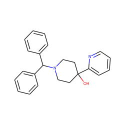 OC1(c2ccccn2)CCN(C(c2ccccc2)c2ccccc2)CC1 ZINC000028817184