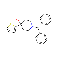 OC1(c2cccs2)CCN(C(c2ccccc2)c2ccccc2)CC1 ZINC000028817174