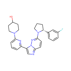 OC1CCN(c2cccc(-c3cnc4ccc(N5CCC[C@@H]5c5cccc(F)c5)nn34)n2)CC1 ZINC000116152573