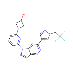 OC1CN(c2cccc(-n3ncc4cnc(-c5cnn(CC(F)(F)F)c5)cc43)n2)C1 ZINC000211020828