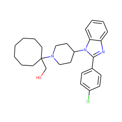 OCC1(N2CCC(n3c(-c4ccc(Cl)cc4)nc4ccccc43)CC2)CCCCCCC1 ZINC000066113019