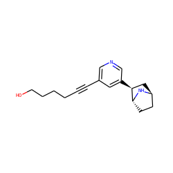 OCCCCC#Cc1cncc([C@H]2C[C@H]3CC[C@H]2N3)c1 ZINC000253685556