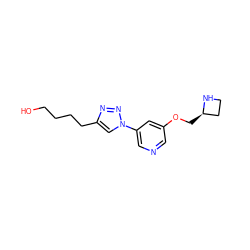 OCCCCc1cn(-c2cncc(OC[C@@H]3CCN3)c2)nn1 ZINC000143661612