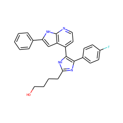 OCCCCc1nc(-c2ccc(F)cc2)c(-c2ccnc3[nH]c(-c4ccccc4)cc23)[nH]1 ZINC001772617443