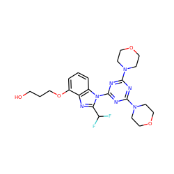 OCCCOc1cccc2c1nc(C(F)F)n2-c1nc(N2CCOCC2)nc(N2CCOCC2)n1 ZINC000068246368