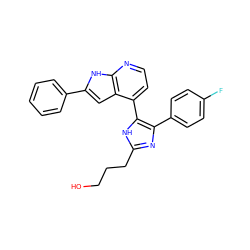 OCCCc1nc(-c2ccc(F)cc2)c(-c2ccnc3[nH]c(-c4ccccc4)cc23)[nH]1 ZINC001772617297