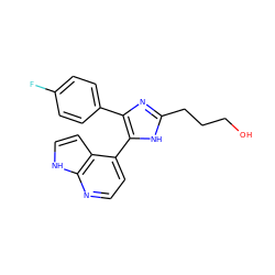 OCCCc1nc(-c2ccc(F)cc2)c(-c2ccnc3[nH]ccc23)[nH]1 ZINC001772607994