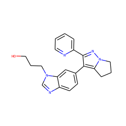 OCCCn1cnc2ccc(-c3c(-c4ccccn4)nn4c3CCC4)cc21 ZINC000013684176