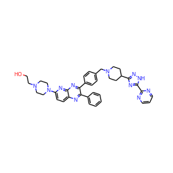 OCCN1CCN(c2ccc3nc(-c4ccccc4)c(-c4ccc(CN5CCC(c6n[nH]c(-c7ncccn7)n6)CC5)cc4)nc3n2)CC1 ZINC000049888771