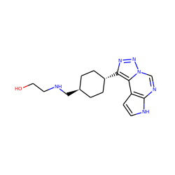 OCCNC[C@H]1CC[C@H](c2nnn3cnc4[nH]ccc4c23)CC1 ZINC001772613096