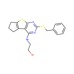 OCCNc1nc(SCc2ccccc2)nc2sc3c(c12)CCC3 ZINC000005072251