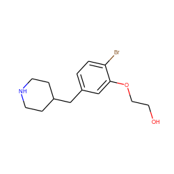 OCCOc1cc(CC2CCNCC2)ccc1Br ZINC000115919303