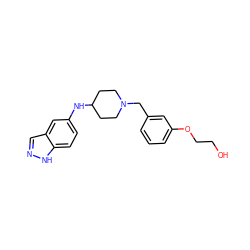 OCCOc1cccc(CN2CCC(Nc3ccc4[nH]ncc4c3)CC2)c1 ZINC000114337632