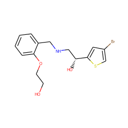 OCCOc1ccccc1CNC[C@@H](O)c1cc(Br)cs1 ZINC000014966847