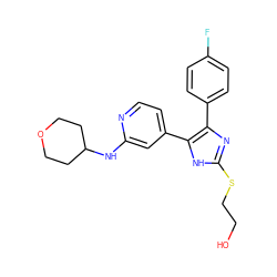 OCCSc1nc(-c2ccc(F)cc2)c(-c2ccnc(NC3CCOCC3)c2)[nH]1 ZINC000040422695