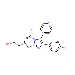 OCCc1cc(Cl)n2c(-c3ccncc3)c(-c3ccc(F)cc3)nc2c1 ZINC000045316585