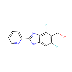 OCc1c(F)cc2[nH]c(-c3ccccn3)nc2c1F ZINC000113173536