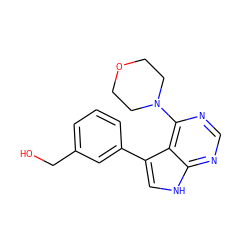 OCc1cccc(-c2c[nH]c3ncnc(N4CCOCC4)c23)c1 ZINC000210726994