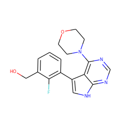 OCc1cccc(-c2c[nH]c3ncnc(N4CCOCC4)c23)c1F ZINC000210733129