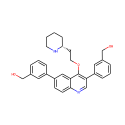 OCc1cccc(-c2ccc3ncc(-c4cccc(CO)c4)c(OCC[C@H]4CCCCN4)c3c2)c1 ZINC000071329406