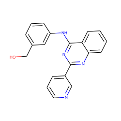 OCc1cccc(Nc2nc(-c3cccnc3)nc3ccccc23)c1 ZINC000007981444