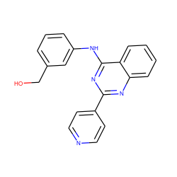 OCc1cccc(Nc2nc(-c3ccncc3)nc3ccccc23)c1 ZINC000025165194