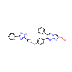 OCc1cn2cc(-c3ccccc3)c(-c3ccc(CN4CC(c5nc(-c6ccccn6)n[nH]5)C4)cc3)nc2n1 ZINC000222913993