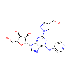 OCc1cnn(-c2nc(Nc3ccncc3)c3ncn([C@@H]4O[C@H](CO)[C@@H](O)[C@H]4O)c3n2)c1 ZINC000096904032