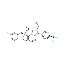 OCc1nn2c3c(cnc2c1-c1ccc(C(F)(F)F)nc1)CN[C@]3(Cc1cccc(F)c1)C1CC1 ZINC000299818928