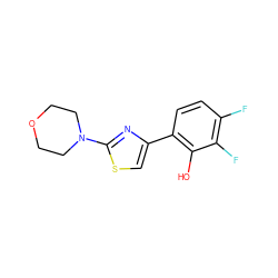 Oc1c(-c2csc(N3CCOCC3)n2)ccc(F)c1F ZINC000299829877