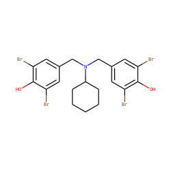 Oc1c(Br)cc(CN(Cc2cc(Br)c(O)c(Br)c2)C2CCCCC2)cc1Br ZINC000057678897