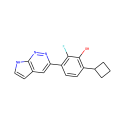 Oc1c(C2CCC2)ccc(-c2cc3cc[nH]c3nn2)c1F ZINC000224544653