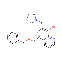 Oc1c(CN2CCCC2)cc(COCc2ccccc2)c2cccnc12 ZINC000023212095