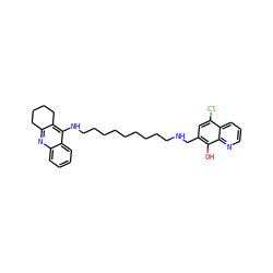 Oc1c(CNCCCCCCCCCNc2c3c(nc4ccccc24)CCCC3)cc(Cl)c2cccnc12 ZINC000053246942