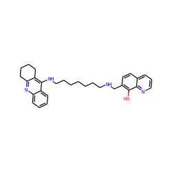 Oc1c(CNCCCCCCCNc2c3c(nc4ccccc24)CCCC3)ccc2cccnc12 ZINC000053230007