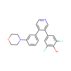 Oc1c(F)cc(-c2cnccc2-c2cccc(N3CCOCC3)c2)cc1F ZINC000473089026