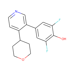 Oc1c(F)cc(-c2cnccc2C2CCOCC2)cc1F ZINC000473094021