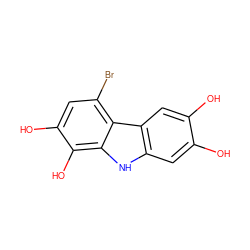 Oc1cc2[nH]c3c(O)c(O)cc(Br)c3c2cc1O ZINC000003834098